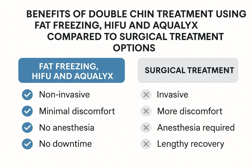 Graphic about the benefits of double chin treatment Market Harborough - from LA LIPO